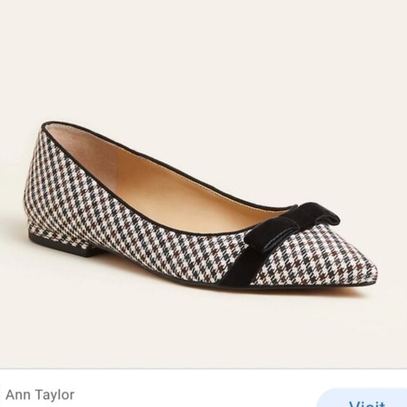 Ann Taylor Modern Plaid Patricia Bow Flats 7M - Picture 2 of 10
